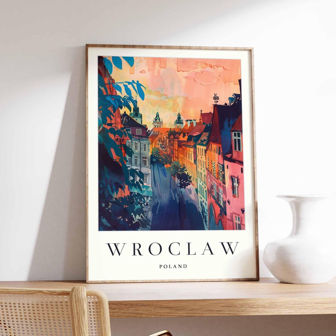 Wroclaw Poland Sunset Old Town Streets Warm Evening Art Poster
