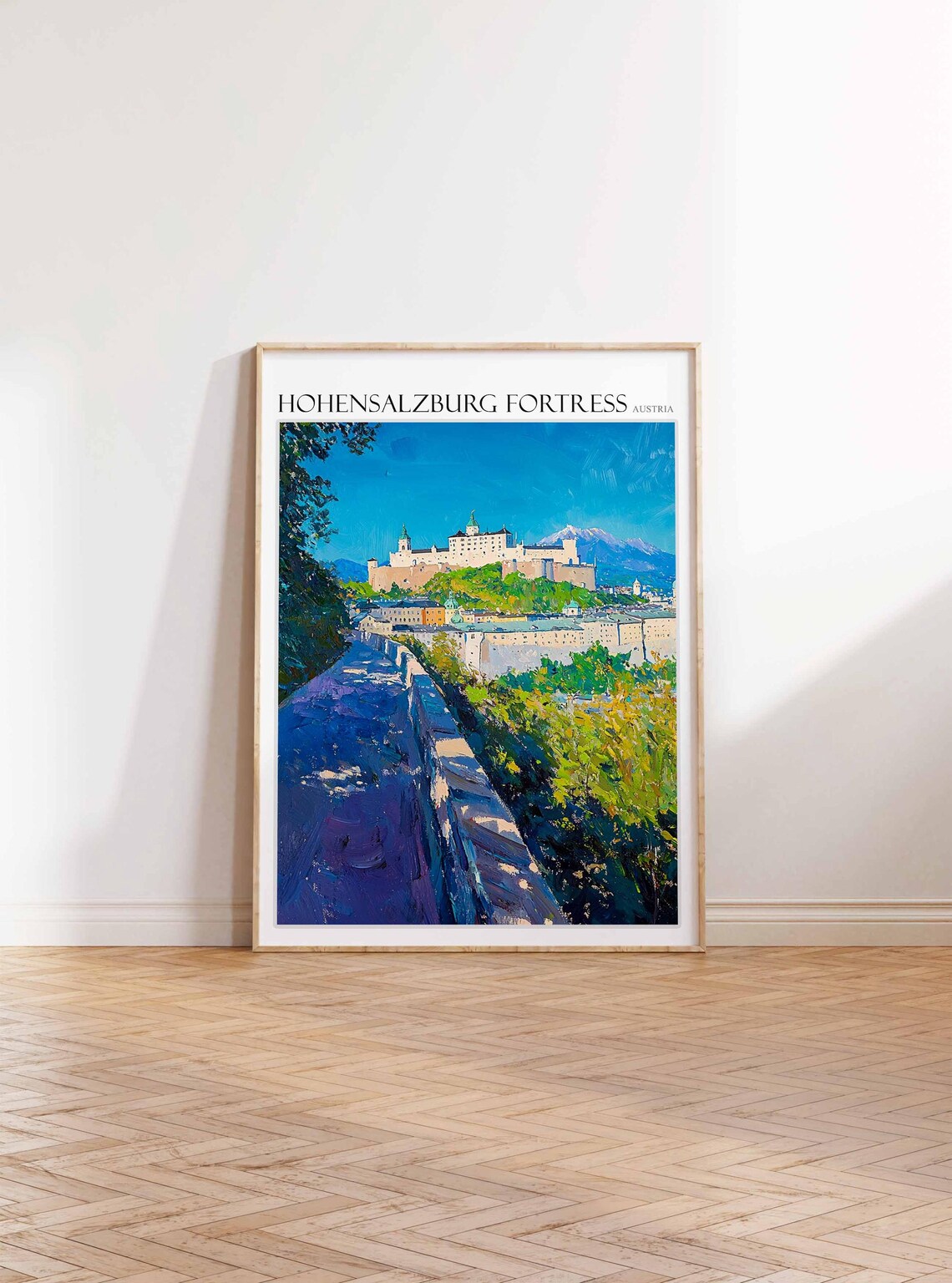 Hohensalzburg Fortress Austria Riverside Bridge View Art Poster - Image 2