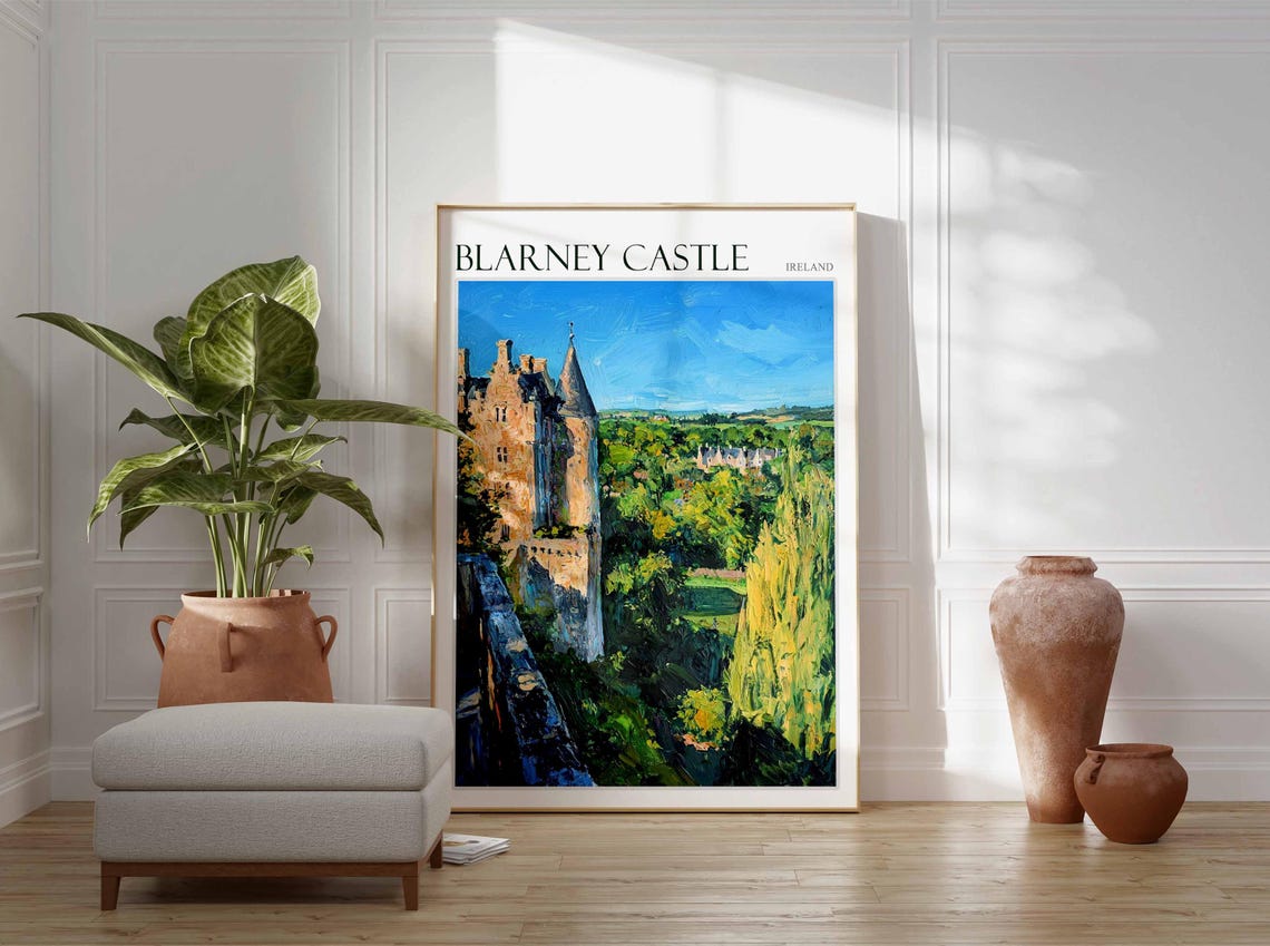 Blarney Castle Ireland Stone Keep and Green Gardens Scenic Poster - Image 2