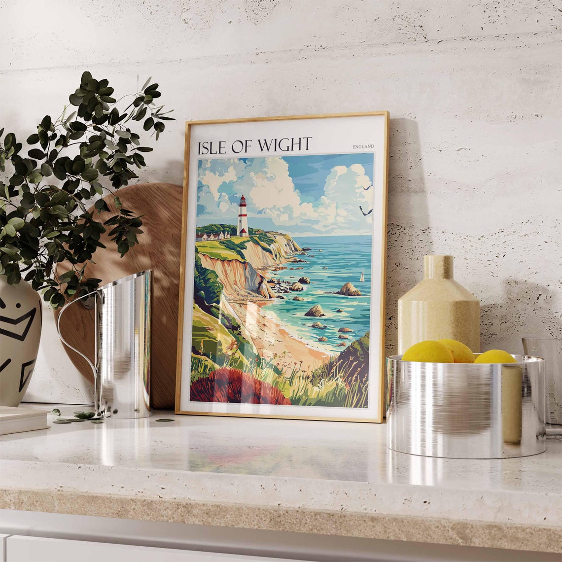 Isle Of Wight Poster Uk Travel Poster Coastal Wall Art British Decor Uk Home Decor Isle Of Wight Travel Print Island Poster Uk Decor - Image 2
