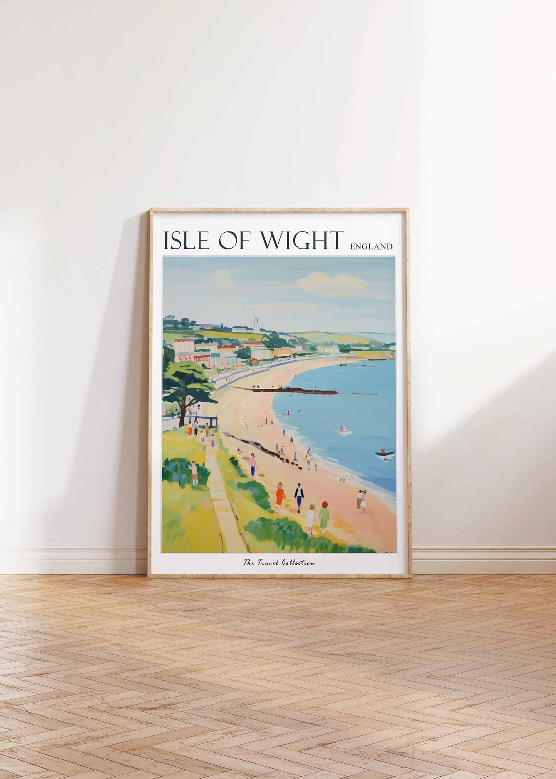 Isle of Wight England Long Sandy Beach and Seafront Town Poster - Image 2