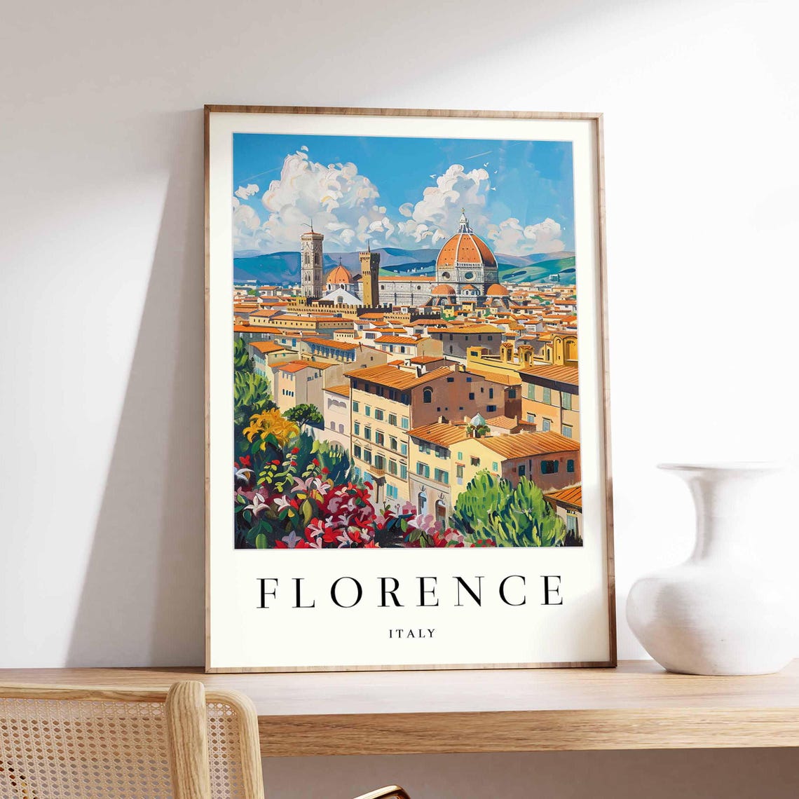Florence Italy Cathedral Dome Colorful Old Town Travel Poster