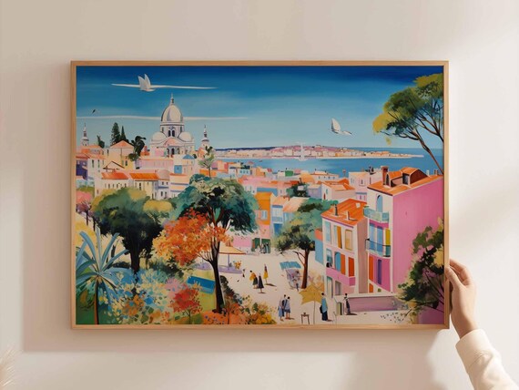 Buenos Aires Colorful Hillside Panorama Domed Church Art Poster