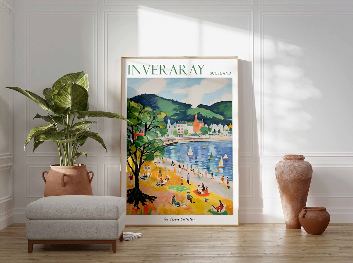 Inveraray Poster Inveraray Travel Print Scotland Travel Poster Scottish Decor Tropical Decor Inveraray Gift Inveraray Travel Poster - Image 3