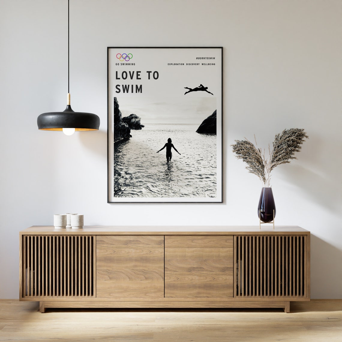 Love to Swim Motivational Open Water Swimmer Ocean Photo Poster - Image 3
