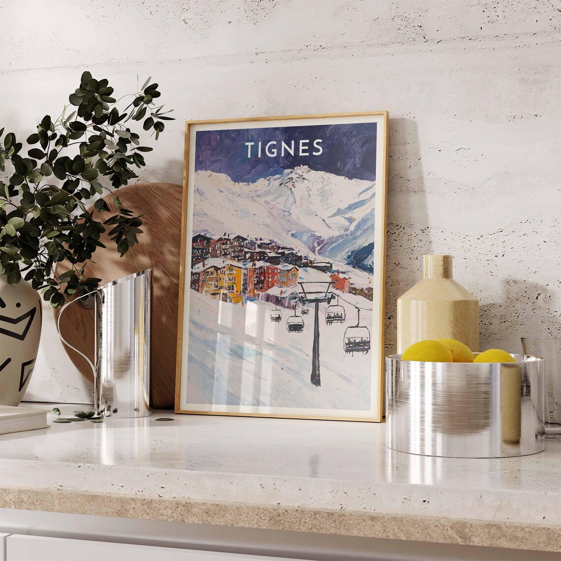 Skiing Travel Poster Tignes Ski Print France Travel Print Skiing Art Skiing Print Winter Sport Art Ski Gift - Image 2
