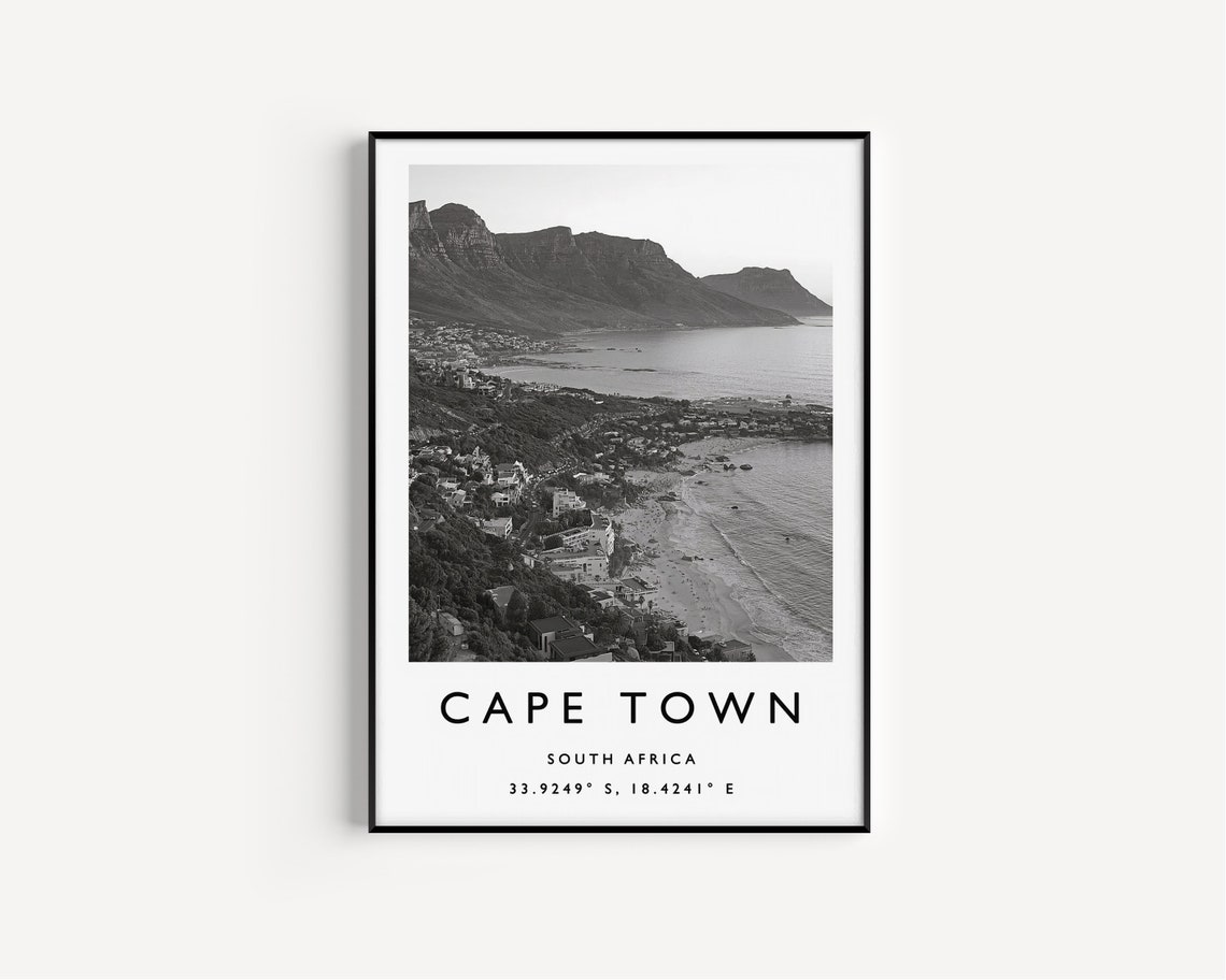 Cape Town Travel Print Cape Town Travel Poster South Africa Print Travel Art Travel Decor Black And White Print Photographic Art - Image 2