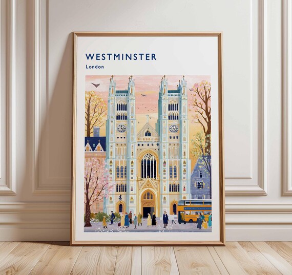 Westminster London Abbey Charming Storybook City Travel Poster