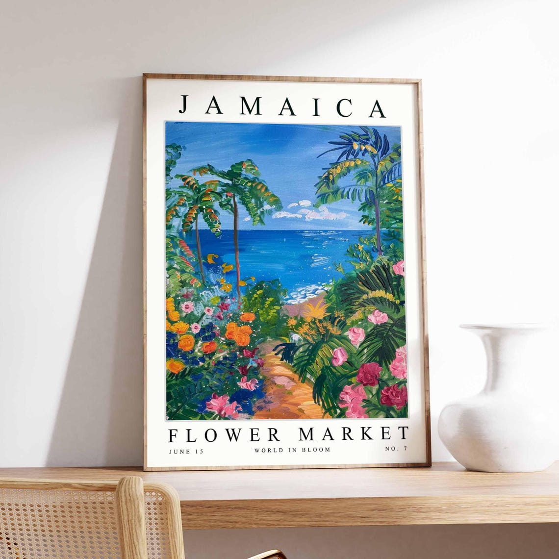 Jamaica Flower Market No 7 Flower Path To Palm Beach Ocean View Poster
