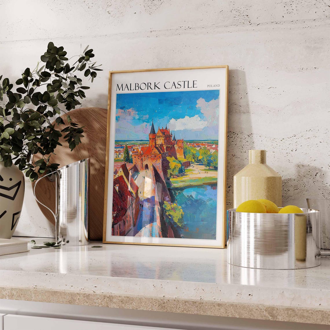 Malbork Castle Poland Riverside Red Brick Tower Old Town Art Poster - Image 2
