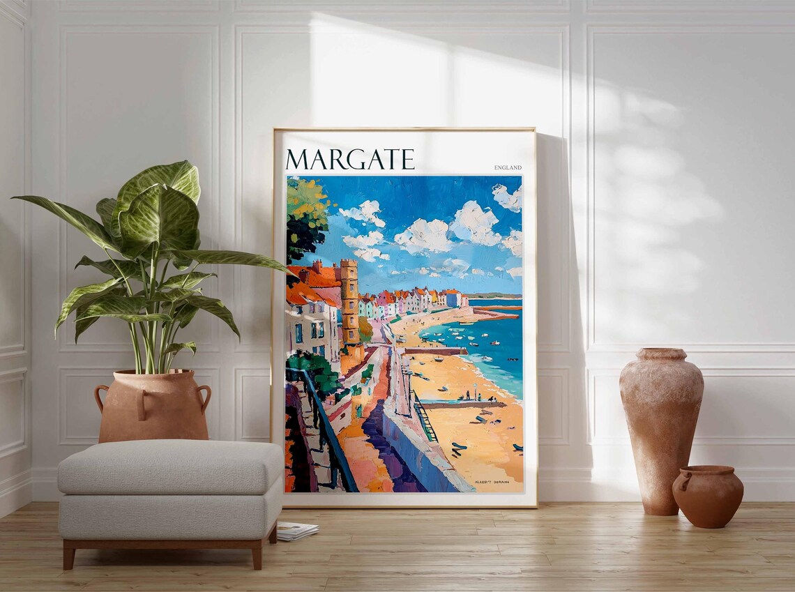Margate England Harbor Fauvist Style Pier Boats Painting Poster - Image 3