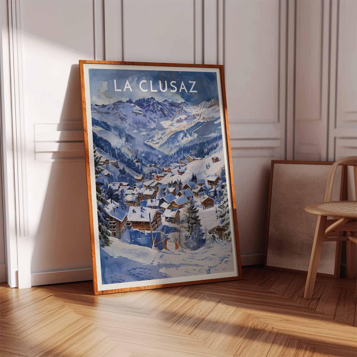 Skiing Travel Poster La Clusaz Ski Print France Travel Print Skiing Art Skiing Print Winter Sport Art Ski Gift - Image 2
