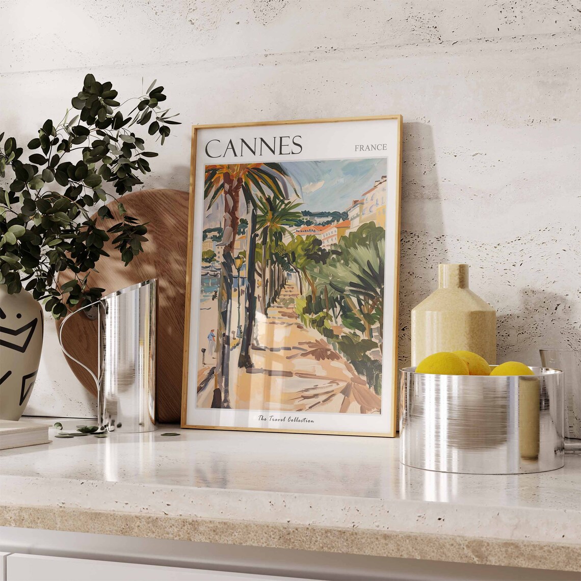 Cannes France Travel Poster Riviera Palm Promenade And Sunny Beach - Image 3