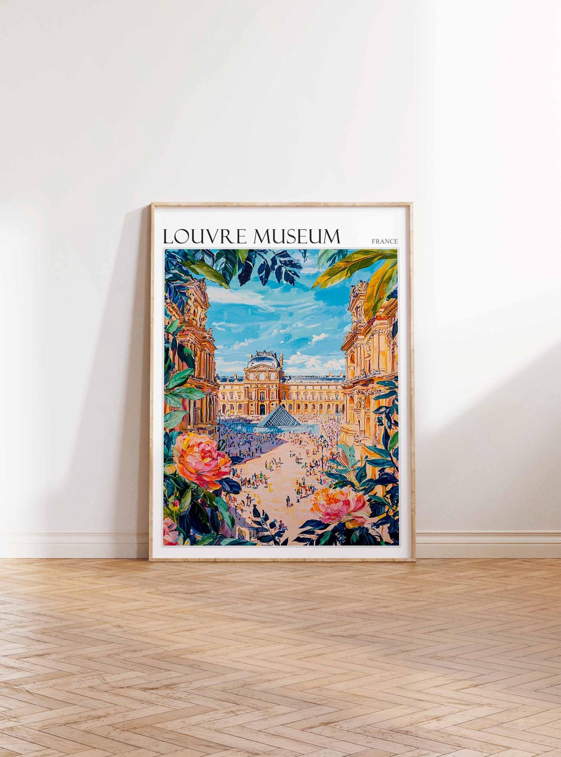 Louvre Museum Poster Louvre Museum Travel Print France Travel Poster Tropical Decor Travel Gift Floral Print Coastal Decor - Image 4