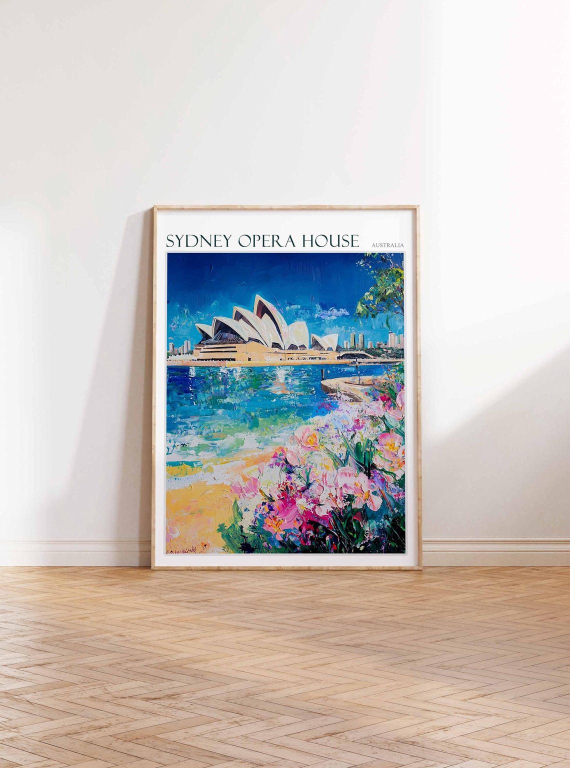 Sydney Opera House Australia Floral Foreground Bright Paint Poster - Image 2