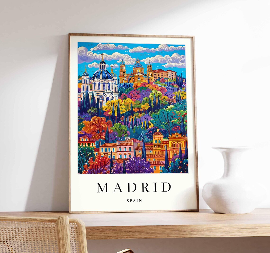 Madrid Travel Poster, Vibrant Spain Art Print