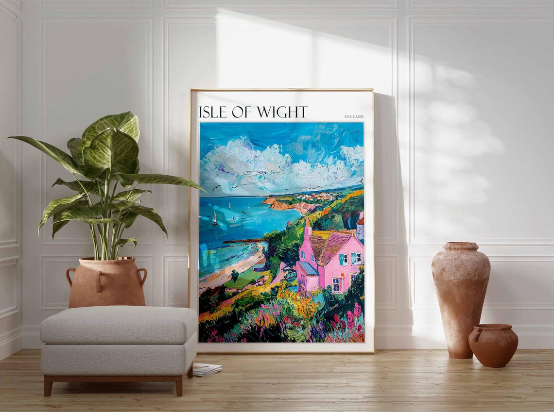 Isle Of Wight Poster Uk Travel Poster Coastal Wall Art British Decor Uk Home Decor Isle Of Wight Travel Print Island Poster Uk Decor - Image 3