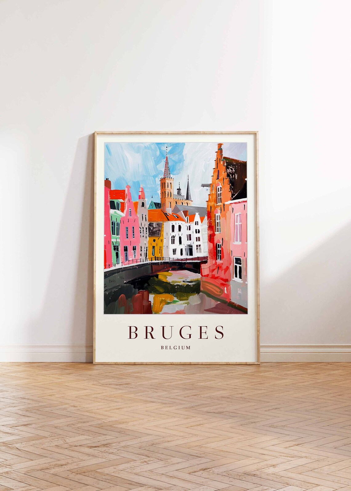 Bruges Poster Bruges Travel Print Belgium Wall Art Belgian Travel Print Tropical Decor City Print Bruges Gift Bruges Travel Poster - Image 2