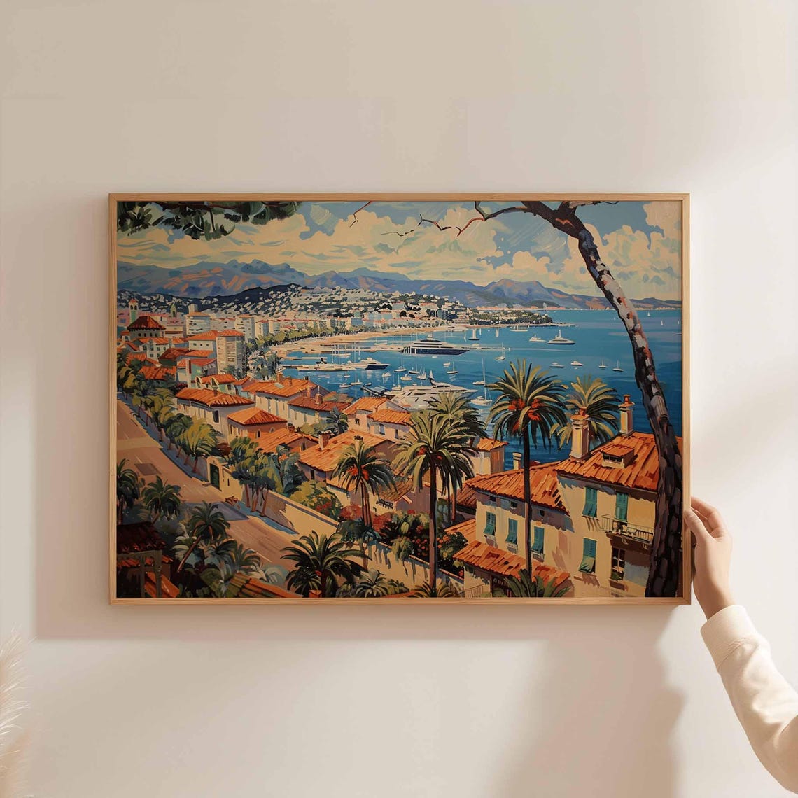 Cannes Poster France Travel Print French Riviera Wall Art Coastal Decor Beach Europetravel