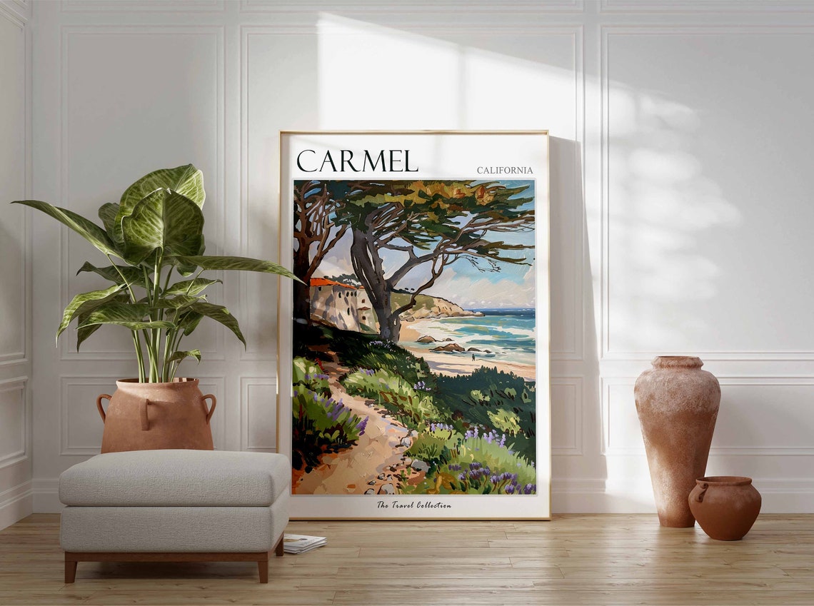 Carmel Poster California Travel Print Californian Decor North America Travel Poster Carmel Wall Art Sea Print Carmel Travel Poster - Image 3