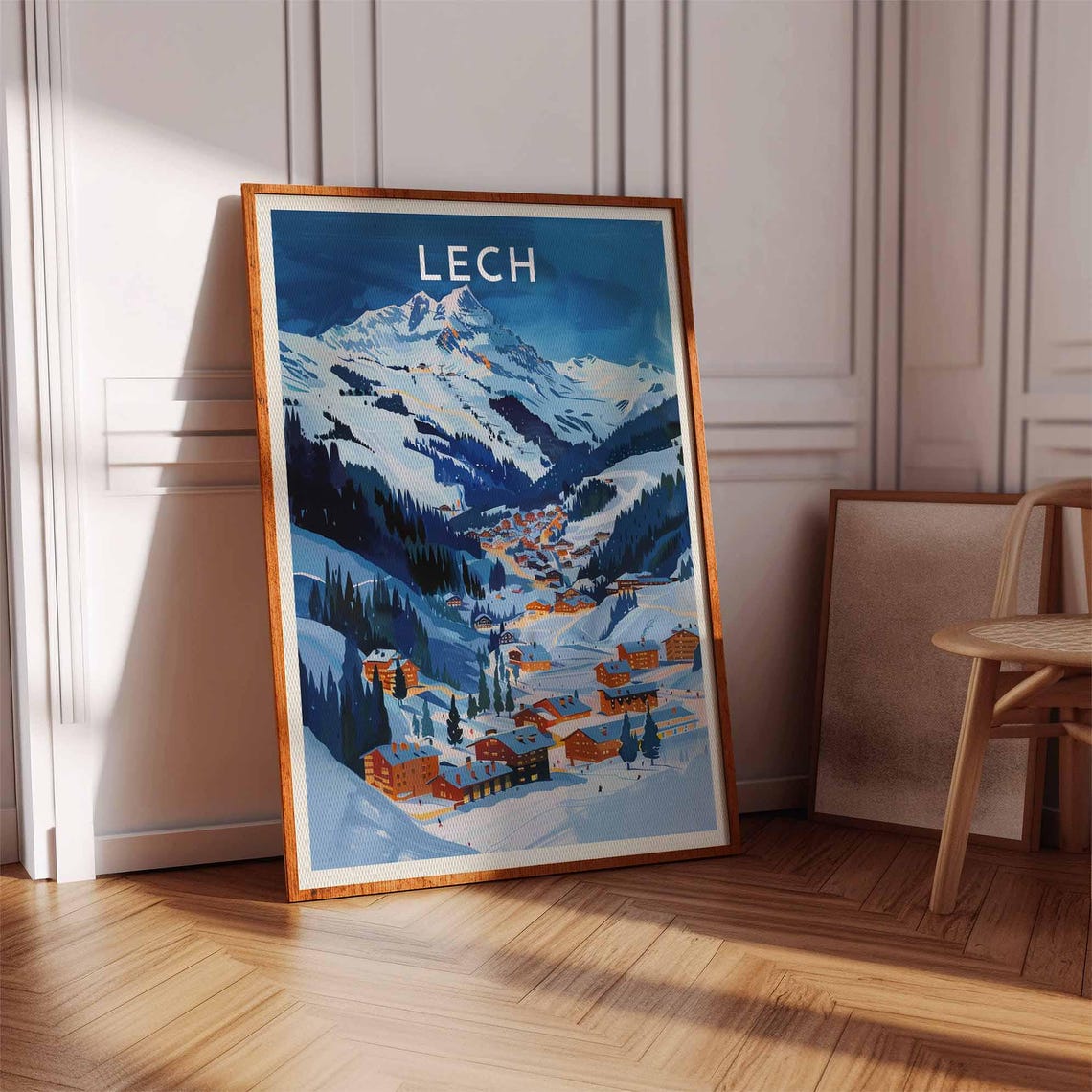 Lech Austria Alpine Village Valley Evening Snowy Peaks Travel Poster - Image 3