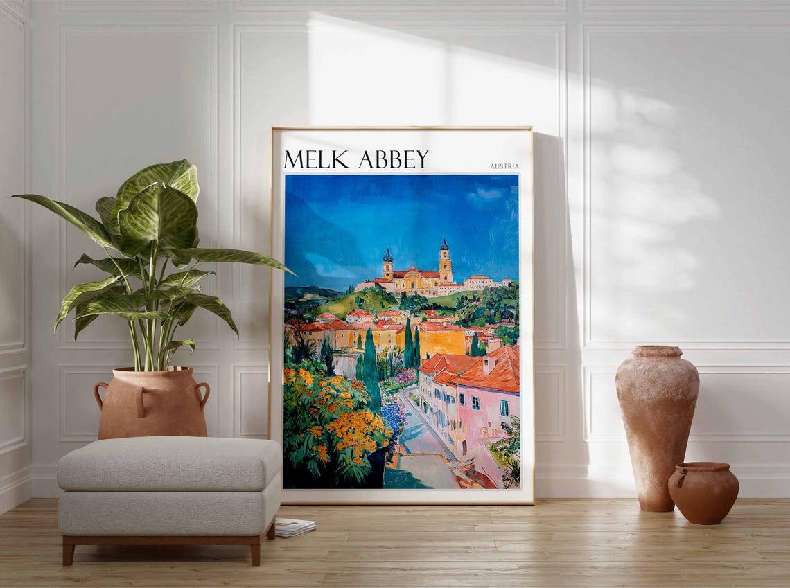 Melk Abbey Austria Hilltop Abbey Over Old Town View Travel Poster - Image 3