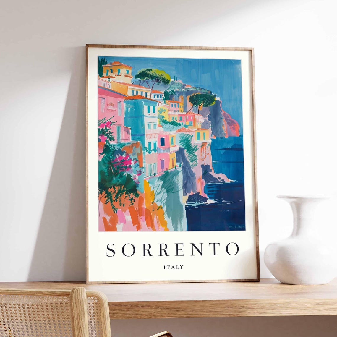 Split Croatia Tall Palm Tree Over the Bright Coastal Town Bay Poster