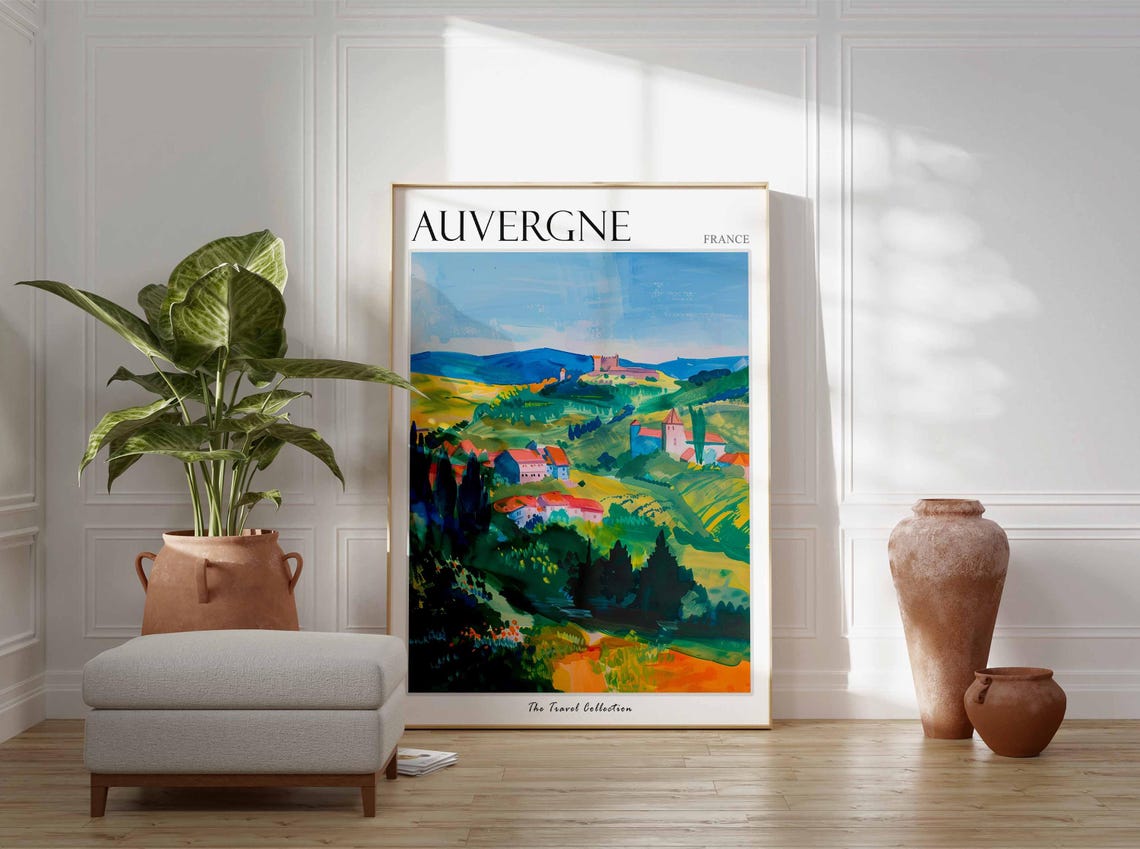 Auvergne Poster France Travel Print French Decor Europe Travel Poster European Wall Art Auvergne Gift Auvergne Travel Poster - Image 3