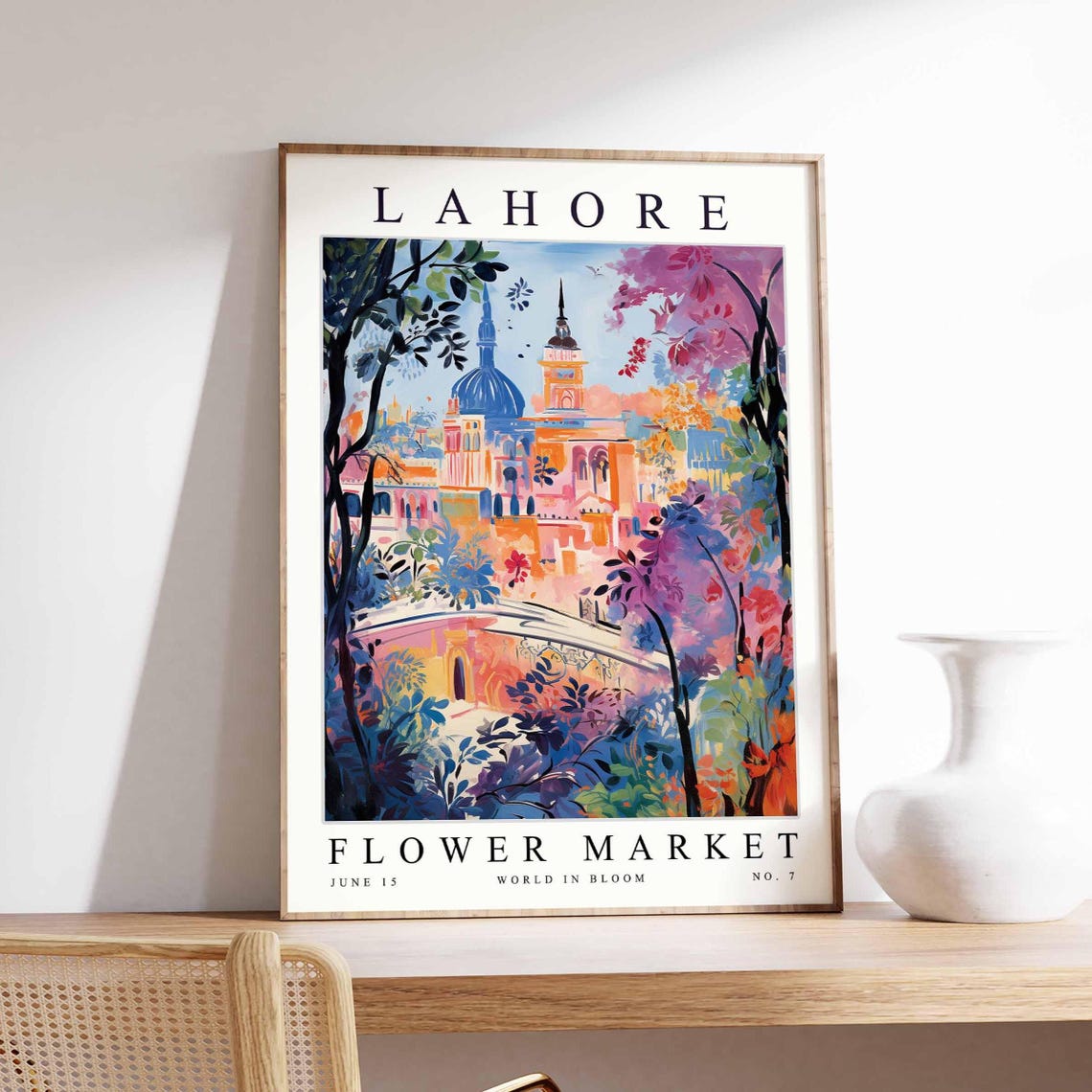 Lahore Flower Market Pakistan Colorful Floral Bloom City Travel Poster