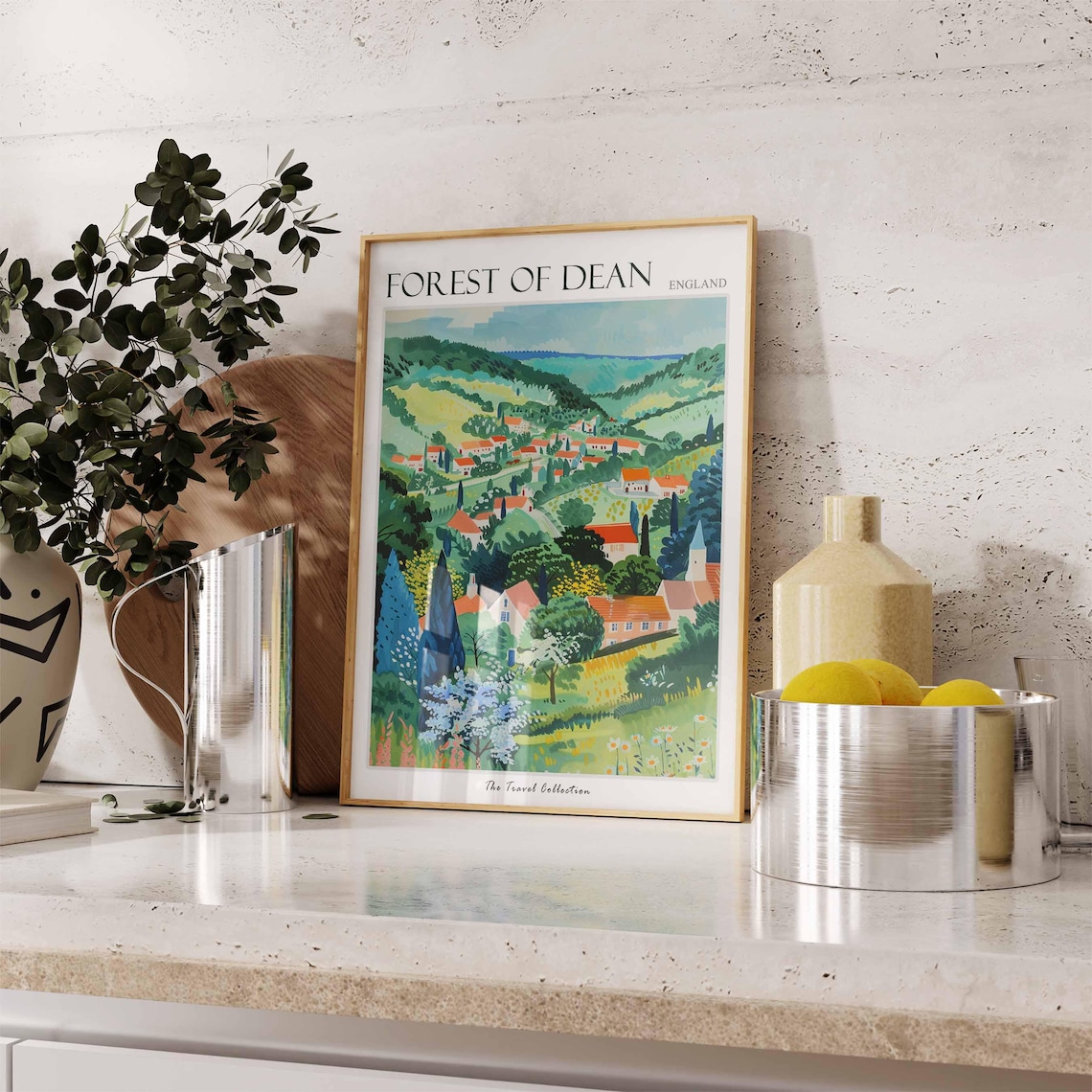 Forest of Dean England Colorful Village Hills View Travel Poster - Image 3