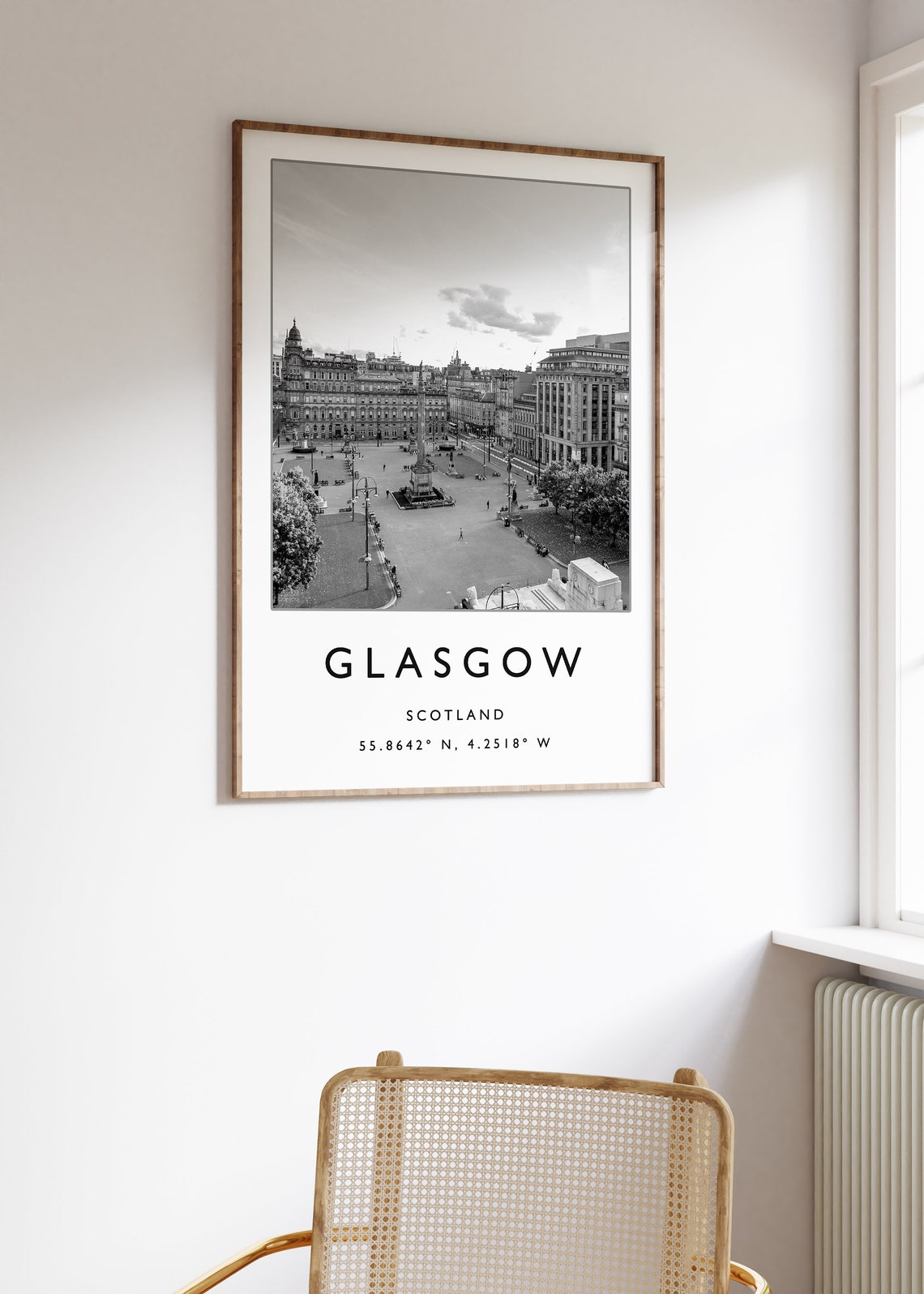 Glasgow Scotland Black and White George Square Photo Poster Art - Image 2