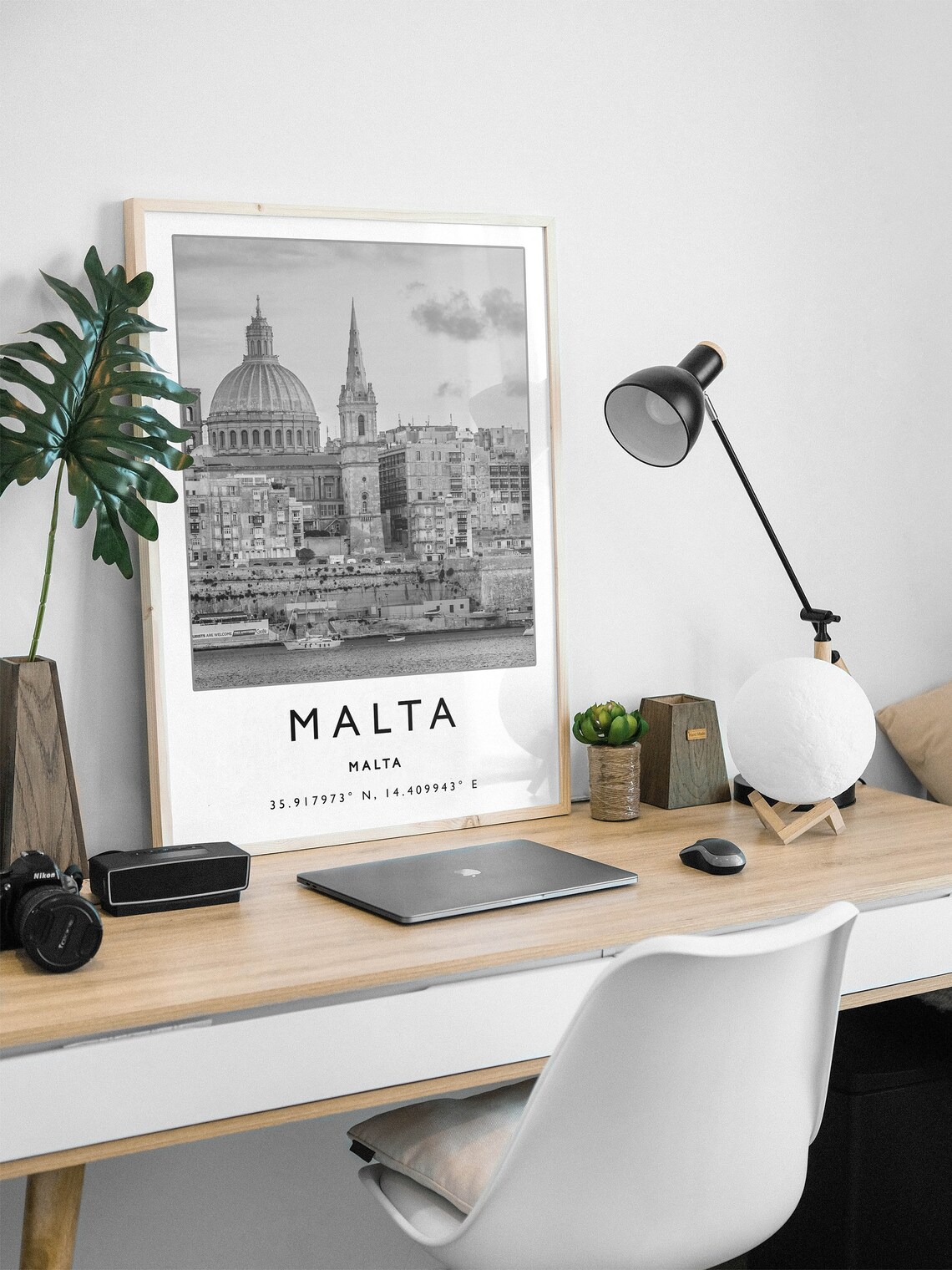 Malta Travel Poster, Black and White Travel Art - Image 2