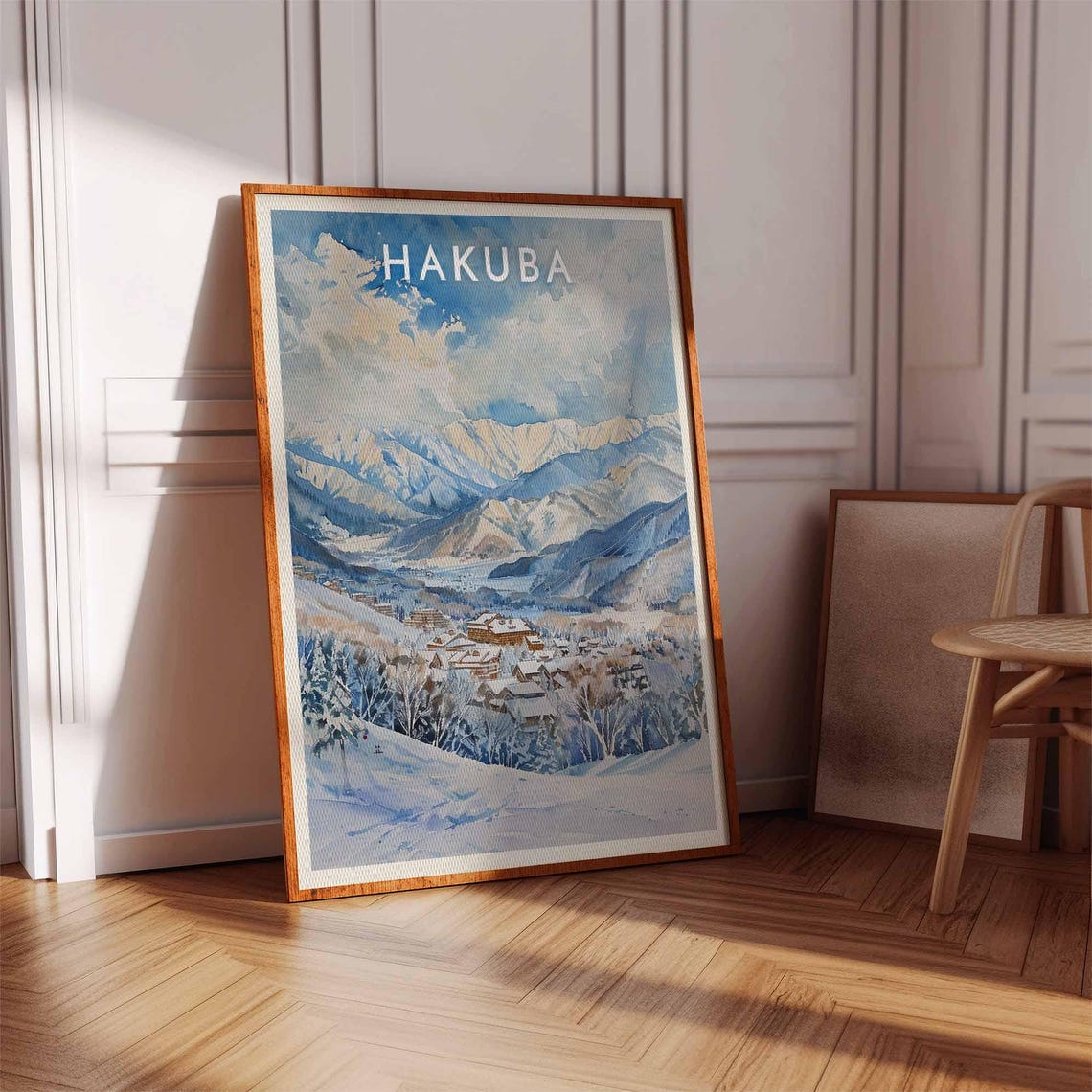 Hakuba Japan Watercolor Valley Panorama Mountain Scene Poster - Image 2