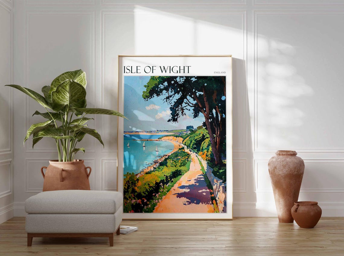 Isle Of Wight Poster Uk Travel Poster Coastal Wall Art British Decor Uk Home Decor Isle Of Wight Travel Print Island Poster Uk Decor - Image 3