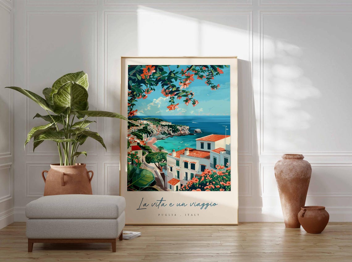 Puglia Poster Italian Travel Print Puglia Travel Art Puglia Wall Art Italy Art Italy Travel Decor Italian Travel Gift - Image 3