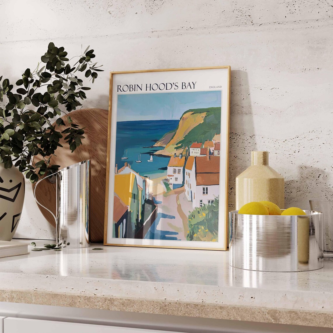 Robin Hood's Bay England Steep Street Sailboats Travel Poster - Image 3
