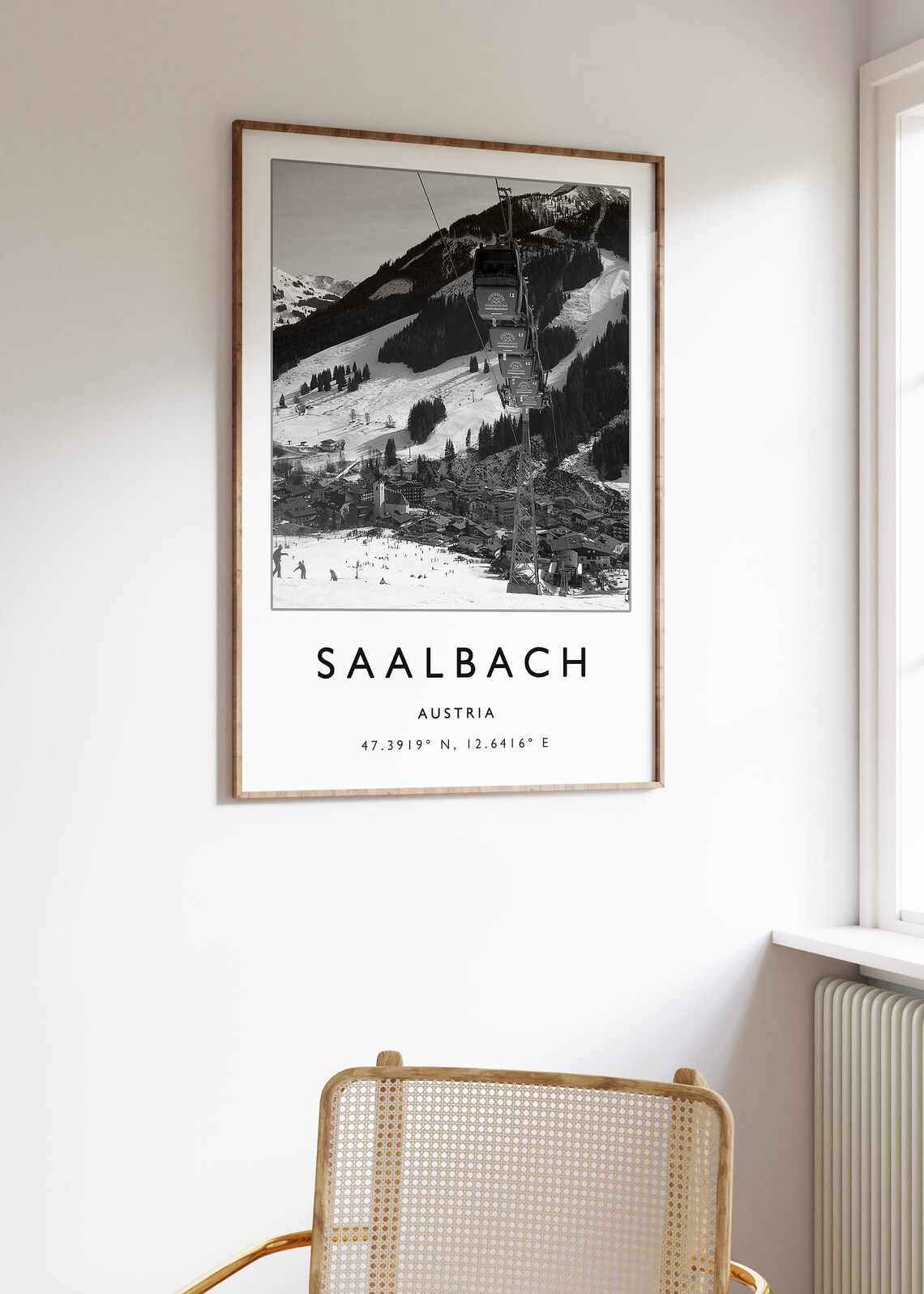 Saalbach Austria Skiing Travel Poster, Winter Sport - Image 3