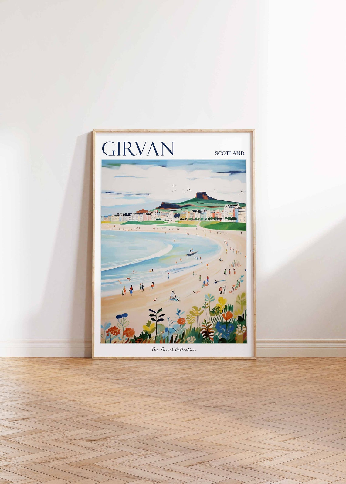 Girvan Scotland Sandy Beach Crag Topped Hill Bathing Day Poster - Image 2