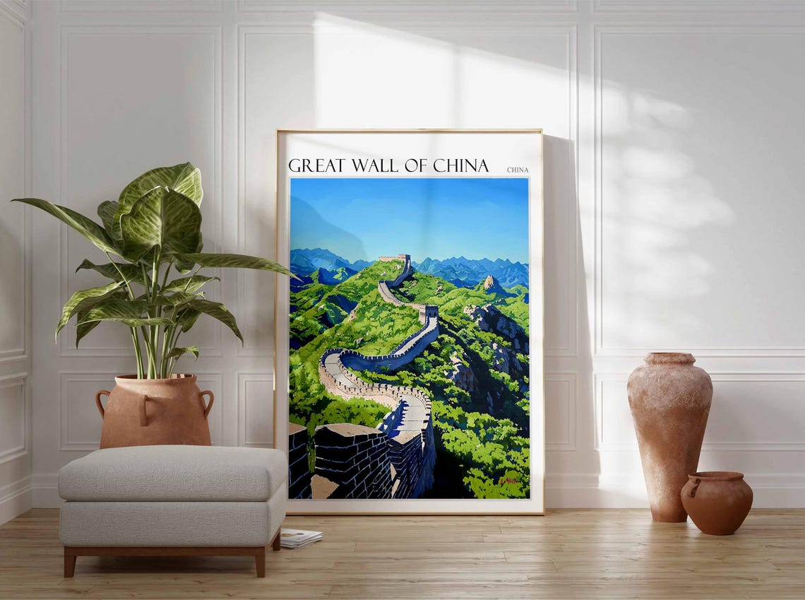 Great Wall Of China Poster Great Wall Of China Travel Print Chinese Decor Asia Travel Poster Asian Wall Art Botanical Decor China Gift - Image 2