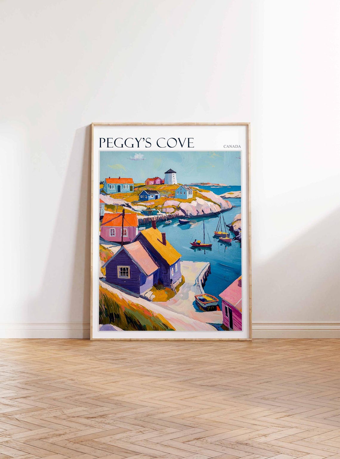 Peggy's Cove Canada Lighthouse Point and Colourful Village Poster - Image 2