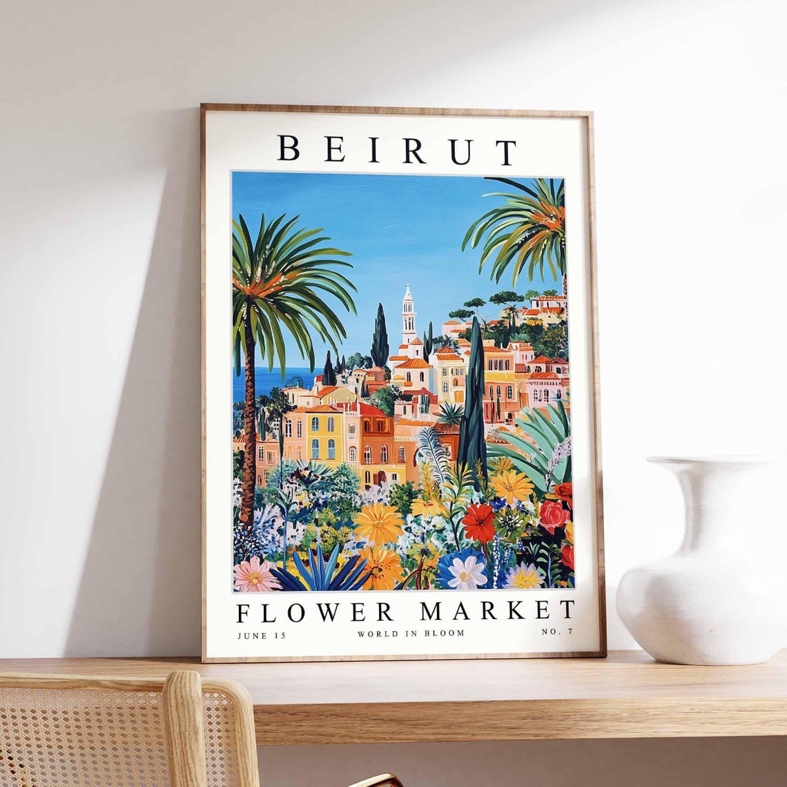 Beirut Flower Market Colorful Terraced Houses Floral Poster No 7 Art