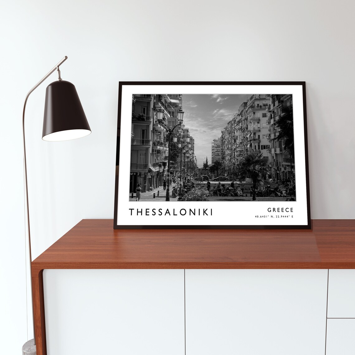 Thessaloniki Greece Black and White Grand Street Photo Poster - Image 2