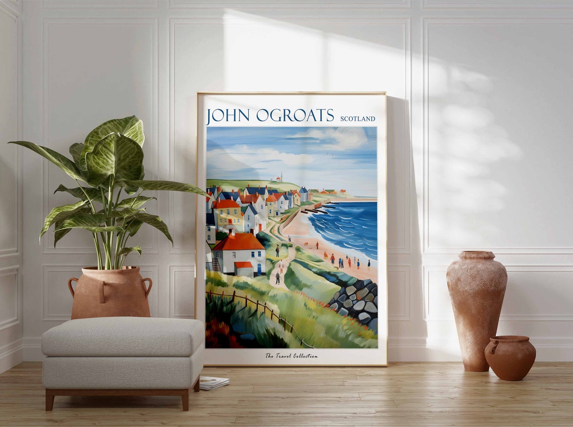 John Ogroats Scotland Colorful Village Rooftops by the Sea Poster - Image 3