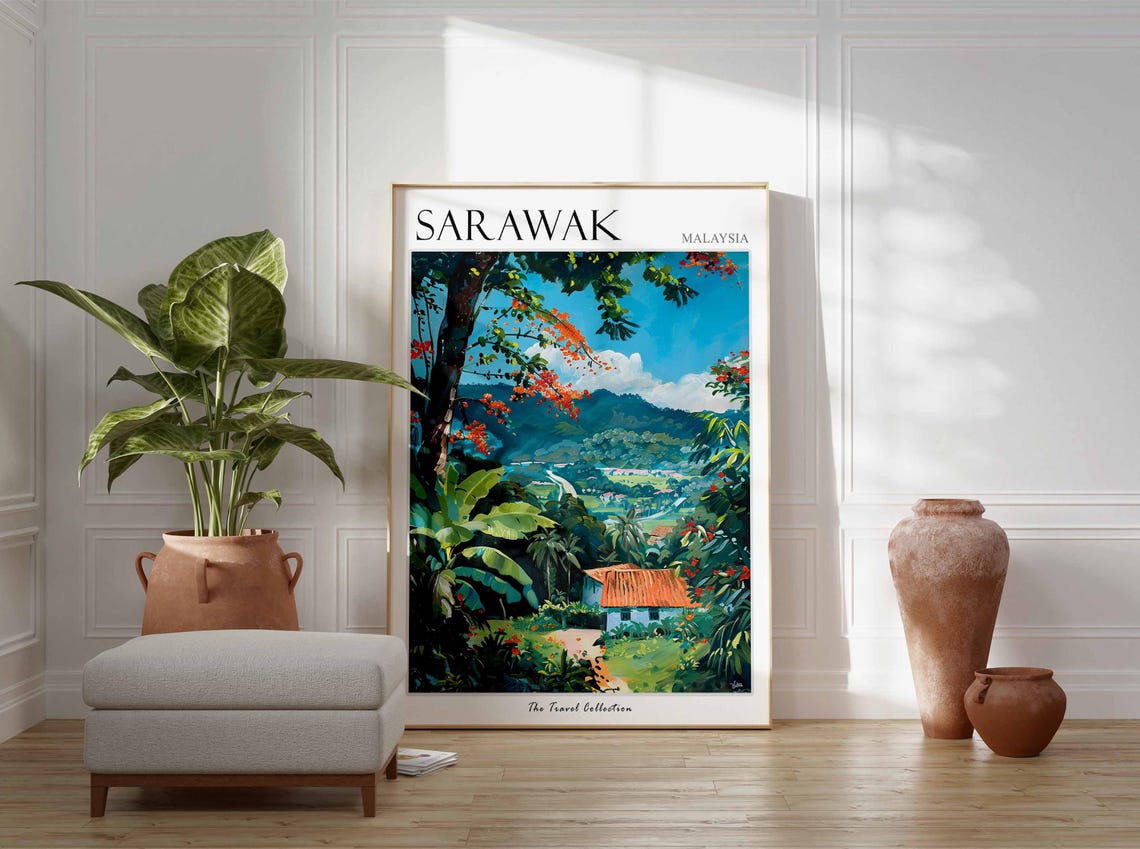 Sarawak Poster Malaysia Travel Print Malaysian Decor Asia Travel Poster Asian Wall Art Sarawak Gift Sarawak Travel Poster - Image 2