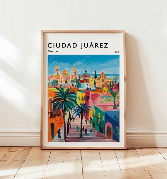 Ciudad Juarez Mexico 1989 Colorful Cathedral Street Art Print