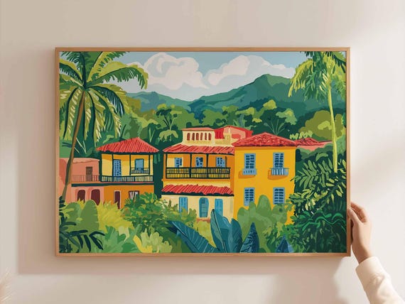 Colombia Travel Poster South America Landscape Art Print