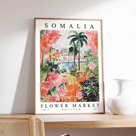 Somalia Flower Market Poster Print Somali Floral Wall Art Decor Botanical Africa African Travel