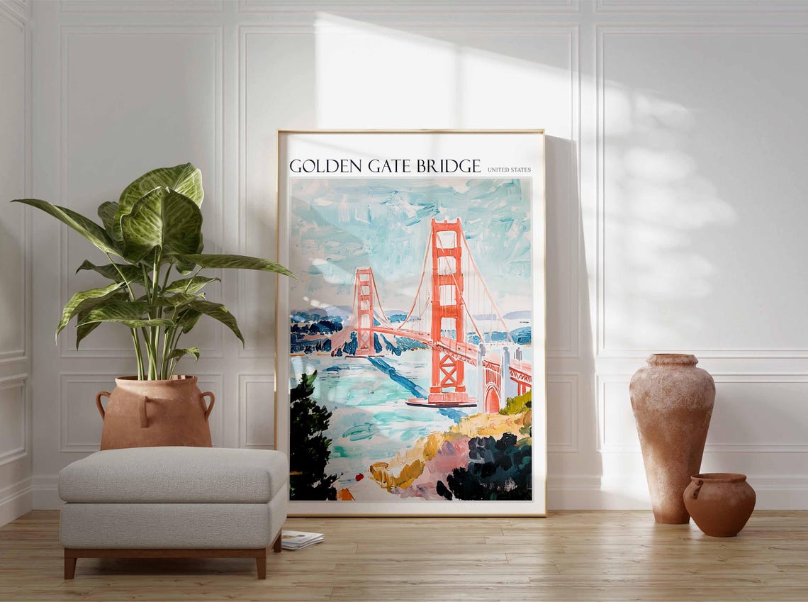 Golden Gate Bridge San Francisco Cityscape Scenic Travel Poster - Image 2