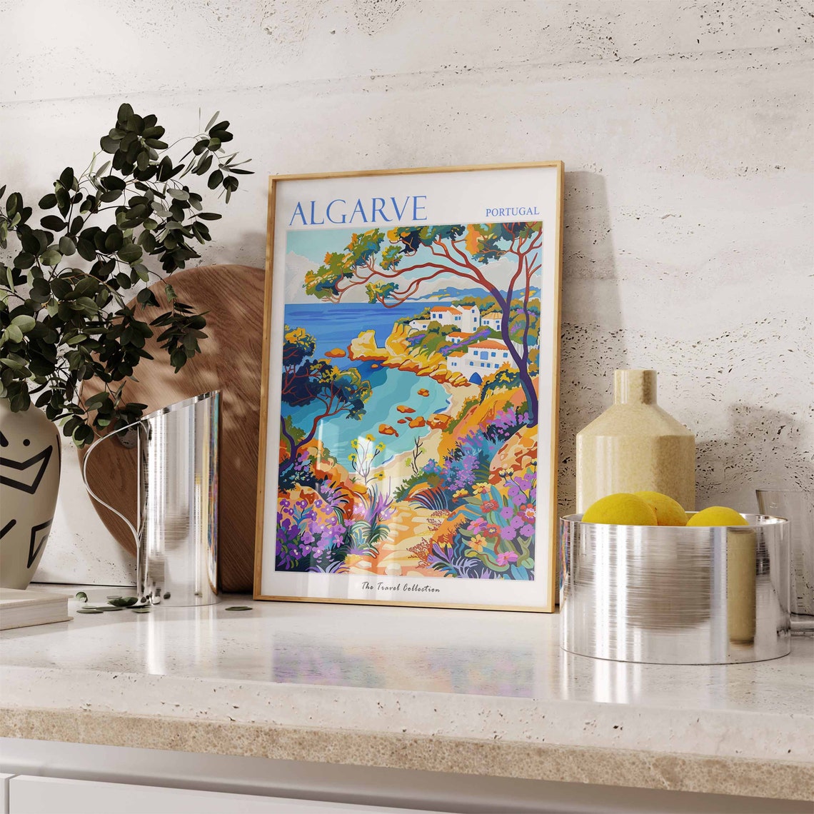 Algarve Poster Algarve Travel Print Portugal Travel Poster Tropical Decor Beach Art Travel Gift Floral Print Botanical Print Sea Art - Image 2