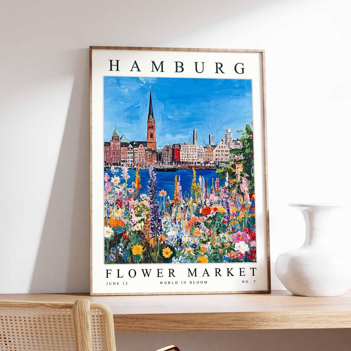 Hamburg Flower Market Harbor City Orange Yellow Bloom Poster